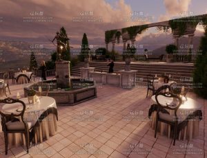 希腊露天餐厅场景Blend工程源文件
