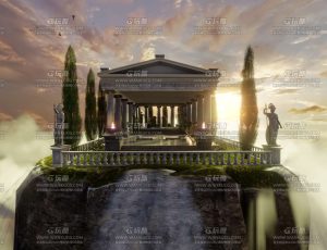 天空希腊神殿场景Blend工程源文件