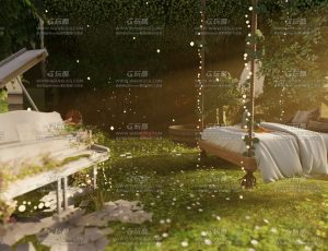 唯美森林卧室Blend工程源文件