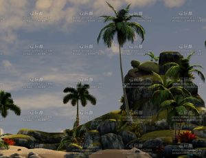 卡通沙滩海岛Blend工程源文件