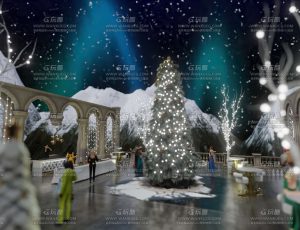 冬季户外宴会餐厅Blend工程源文件