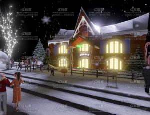 卡通冬季圣诞房屋场景Blend工程源文件