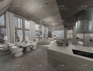 灰色麂皮木屋高雪维尔1850 Blend工程源文件