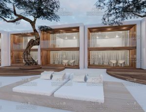 马里布双床度假村客房和泳池Blend工程源文件