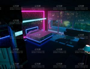 赛博朋克霓虹灯公寓房间Blend工程源文件