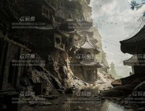 国风寺庙废墟遗迹场景Blend工程源文件