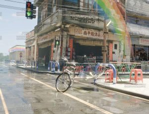 下雨过后的老街道Blend工程源文件