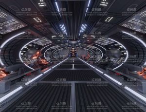 科幻驾驶舱隧道走廊场景Blend工程源文件