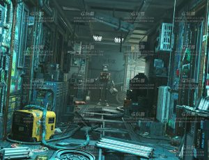 高精度机械通道密室场景Blend工程源文件