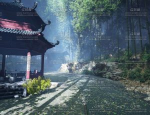 国风武侠凉亭竹林大场景Blend工程源文件