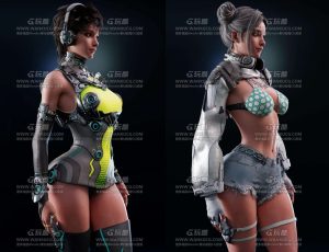 科幻科技战士女孩Blend模型