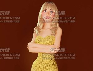 性感金发碧眼美女女孩Blend模型