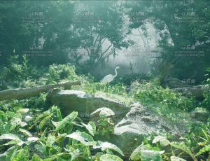 白鹭树林场景Blend模型