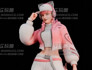 时髦白衣女孩Blend模型