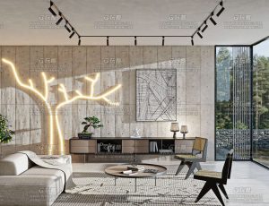 敞亮的别墅客厅场景Blend工程源文件