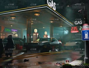 霓虹灯氛围加油站Blend工程源文件