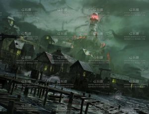 玩酷CG网—恐怖黑暗小镇建筑模型
