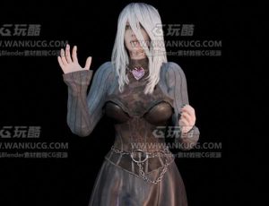 长发白毛女孩Blend模型