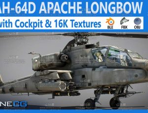 Ah-64D 阿帕奇长弓直升机（带驾驶舱）Blend模型