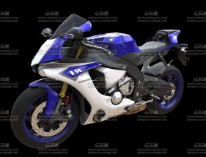 蓝色机车摩托车Blend模型