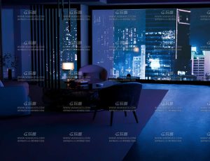 夜晚高楼客厅场景Blender工程源文件