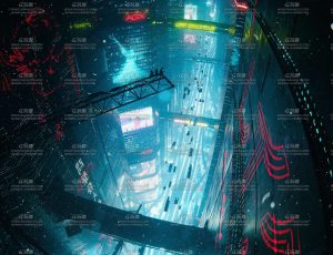 车水马龙的未来赛博朋克都市大场景Blender工程源文件