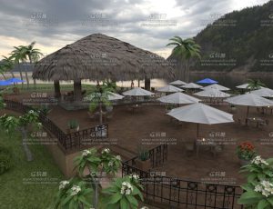 郊区湖边旅游休闲区Blender工程源文件