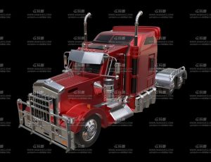 红色酷炫卡车头Blend模型