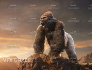 电影级VFX动画高精度银背大猩猩Blend模型