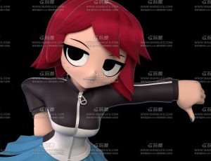 风格化卡通红发女孩Blend模型