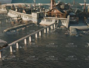 海上火车站场景Blender工程源文件