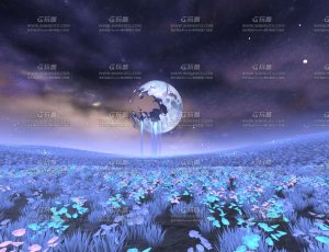 唯美夜亮花海卡通场景Blender工程源文件