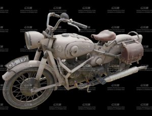 战争破损摩托车Blend模型