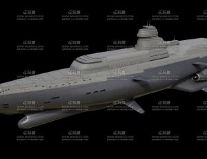 大型科技水中战舰Blend模型