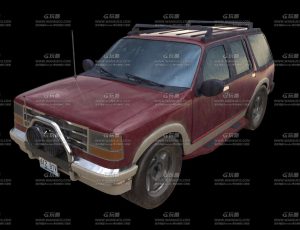 老旧红色吉普车Blend模型