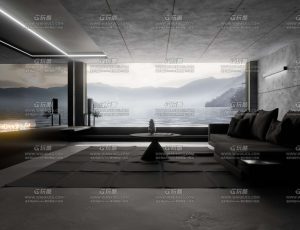 高端大气山湖景色客厅Blender工程源文件