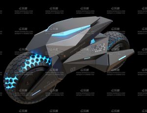 科技未来单人驾驶摩托车Blend模型