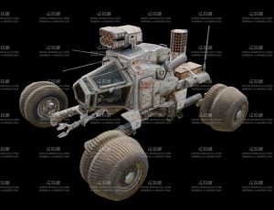 高级未来科幻星球探测车Blend模型