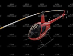 红色小型直升飞机 Blend模型