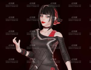 时髦个性朋克风格女孩 Blend模型