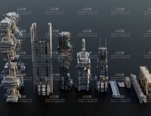 酷炫异形科技建筑模型包Blend资产库