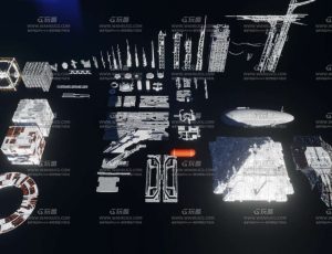 未来外星科幻建筑模型包Blend资产库