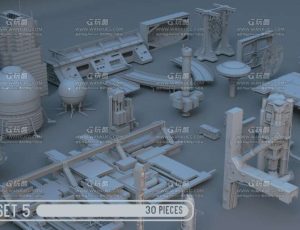 科幻建筑道具模型包Blend资产库