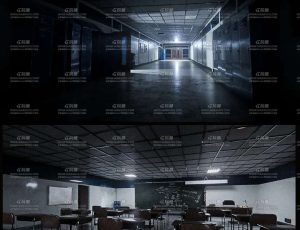 暗调校园走廊教室Blender工程源文件