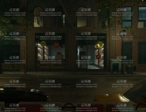 夜晚宁静氛围街道场景Blender工程源文件