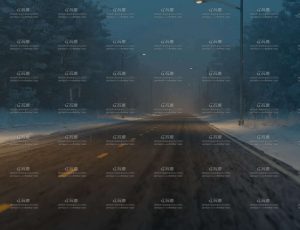 冬季夜晚道路场景Blender工程源文件