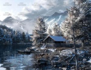 冬季唯美自然湖泊场景Blender工程源文件