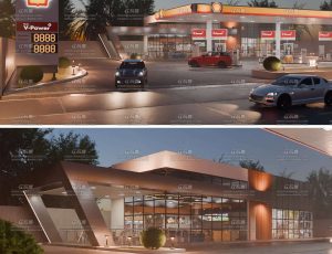 高档加油站Blender工程源文件