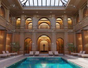 高档奢华泳池酒店场景Blender工程源文件