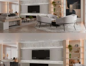 欧美时尚装修客厅场景Blender工程源文件